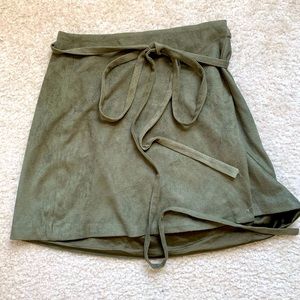 Sadie and Sage suede wrap miniskirt with bow